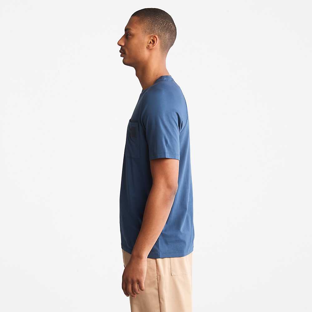 Dark Blue Men's Timberland Eco-Ready Supima® Cotton TimberFresh™ T Shirts | Israel-3614287