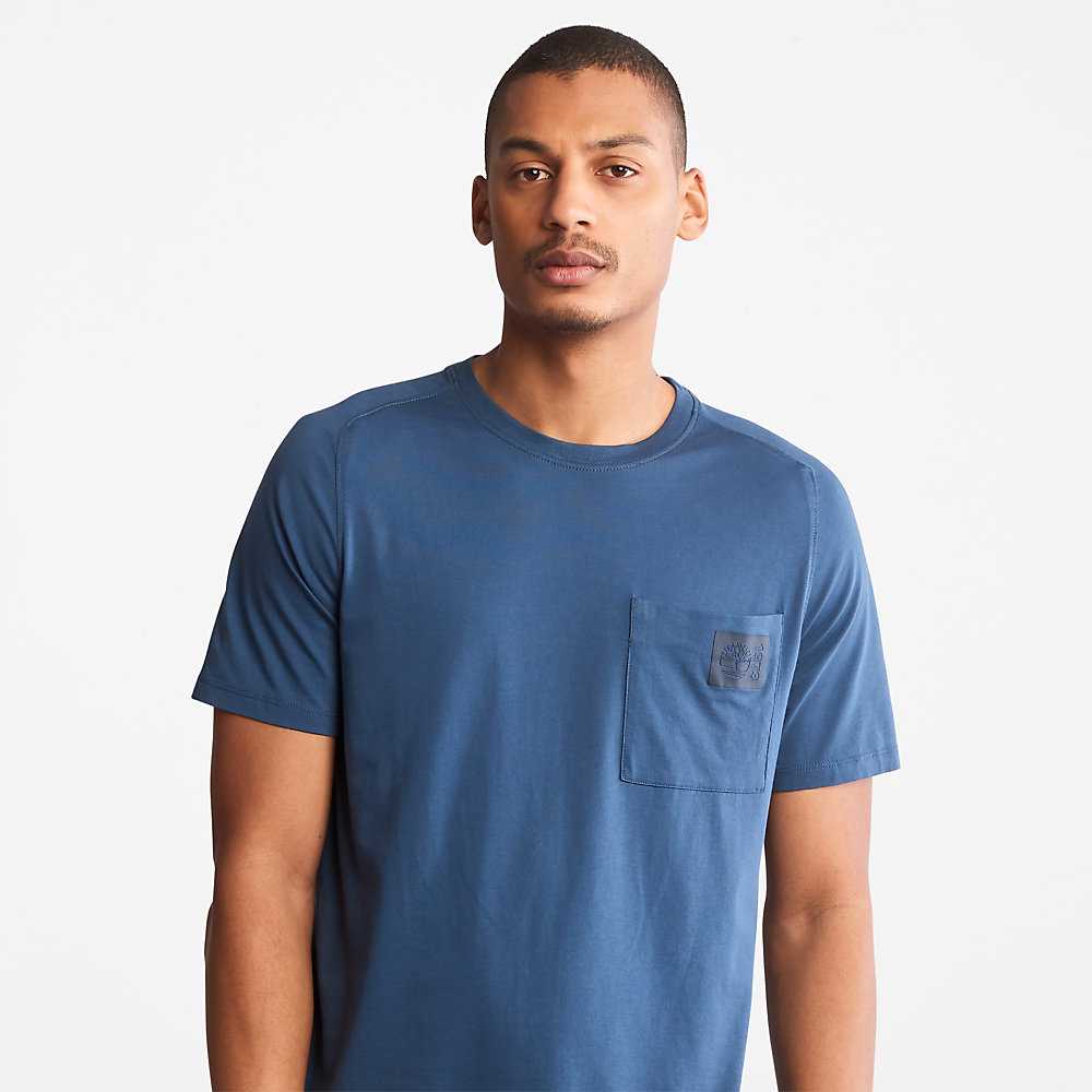 Dark Blue Men's Timberland Eco-Ready Supima® Cotton TimberFresh™ T Shirts | Israel-3614287