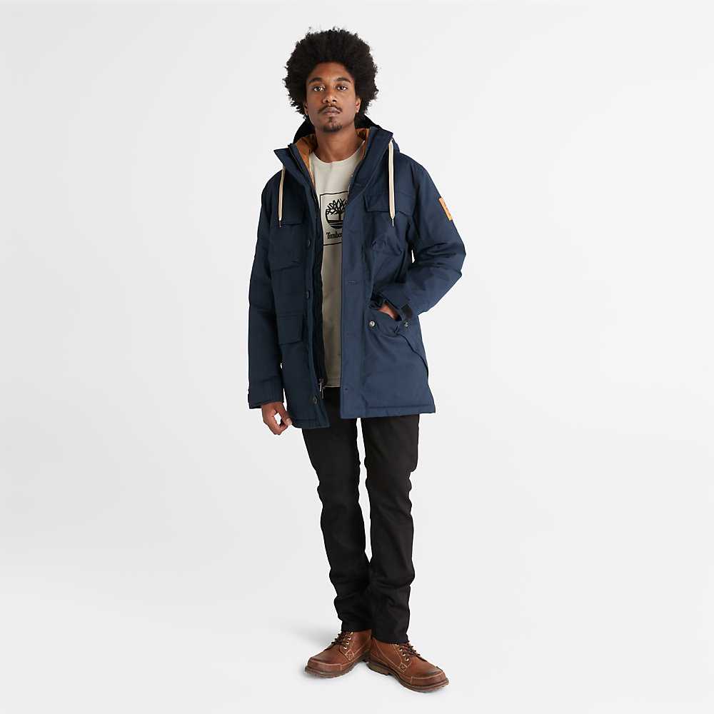 Dark Blue Men's Timberland Expedition Parka Jackets | Israel-5736021