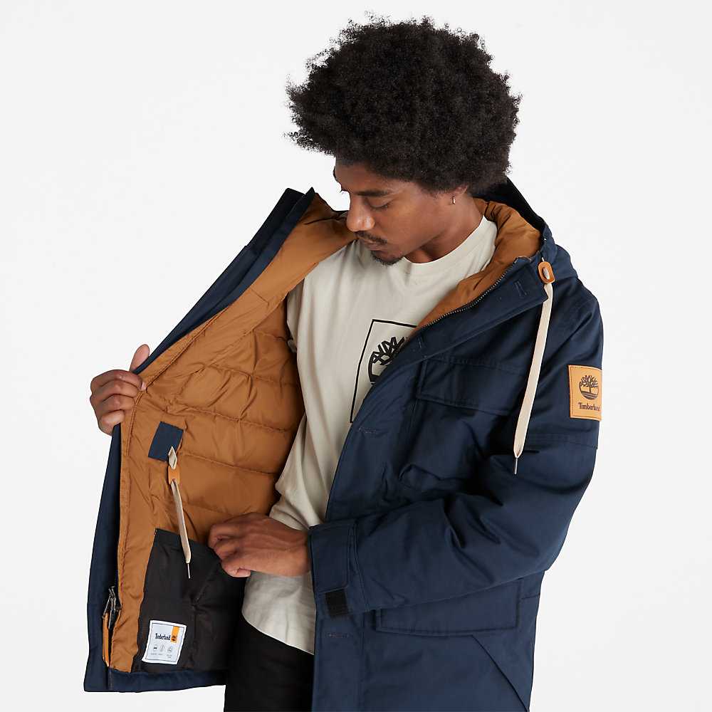 Dark Blue Men's Timberland Expedition Parka Jackets | Israel-5736021