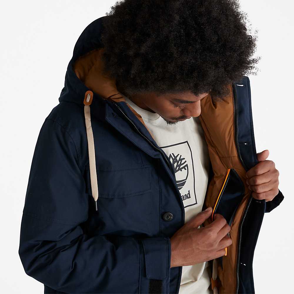 Dark Blue Men's Timberland Expedition Parka Jackets | Israel-5736021