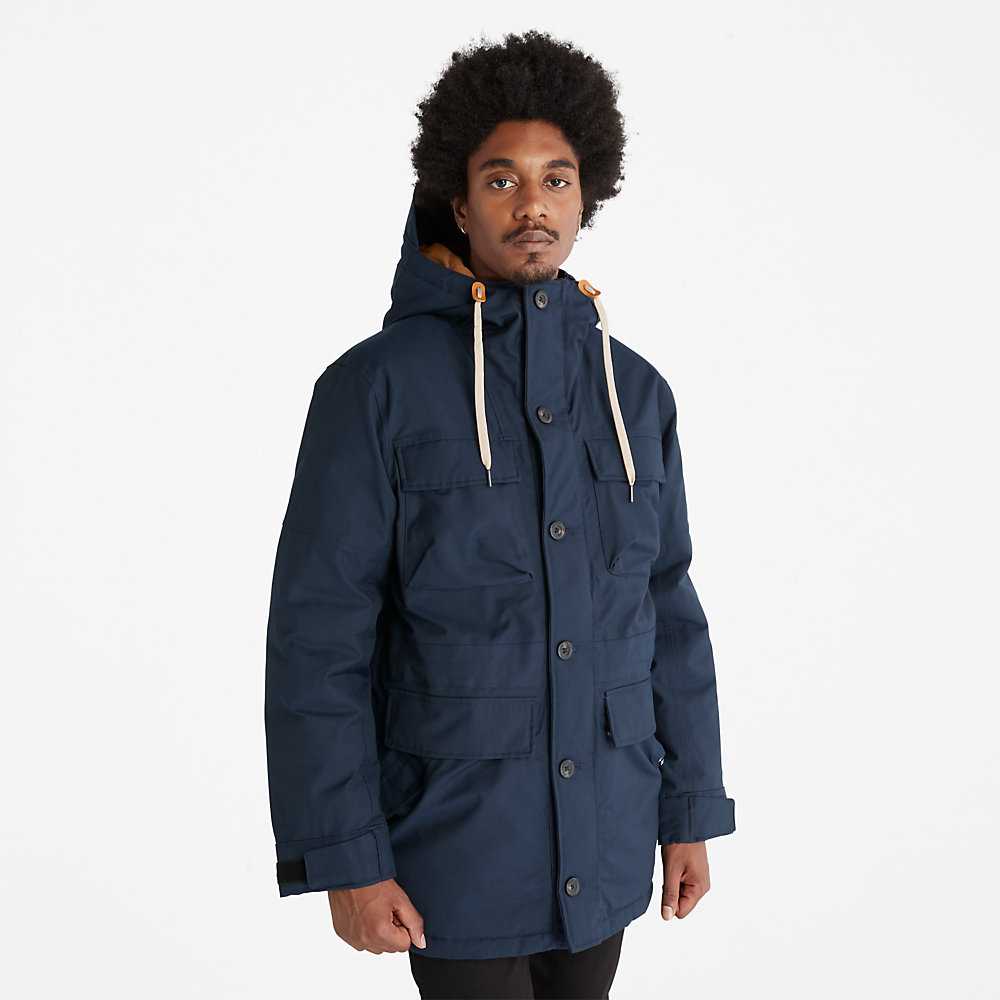 Dark Blue Men\'s Timberland Expedition Parka Jackets | Israel-5736021