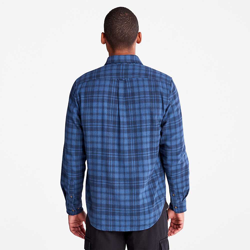 Dark Blue Men's Timberland Flannel Check Shirt | Israel-4391658