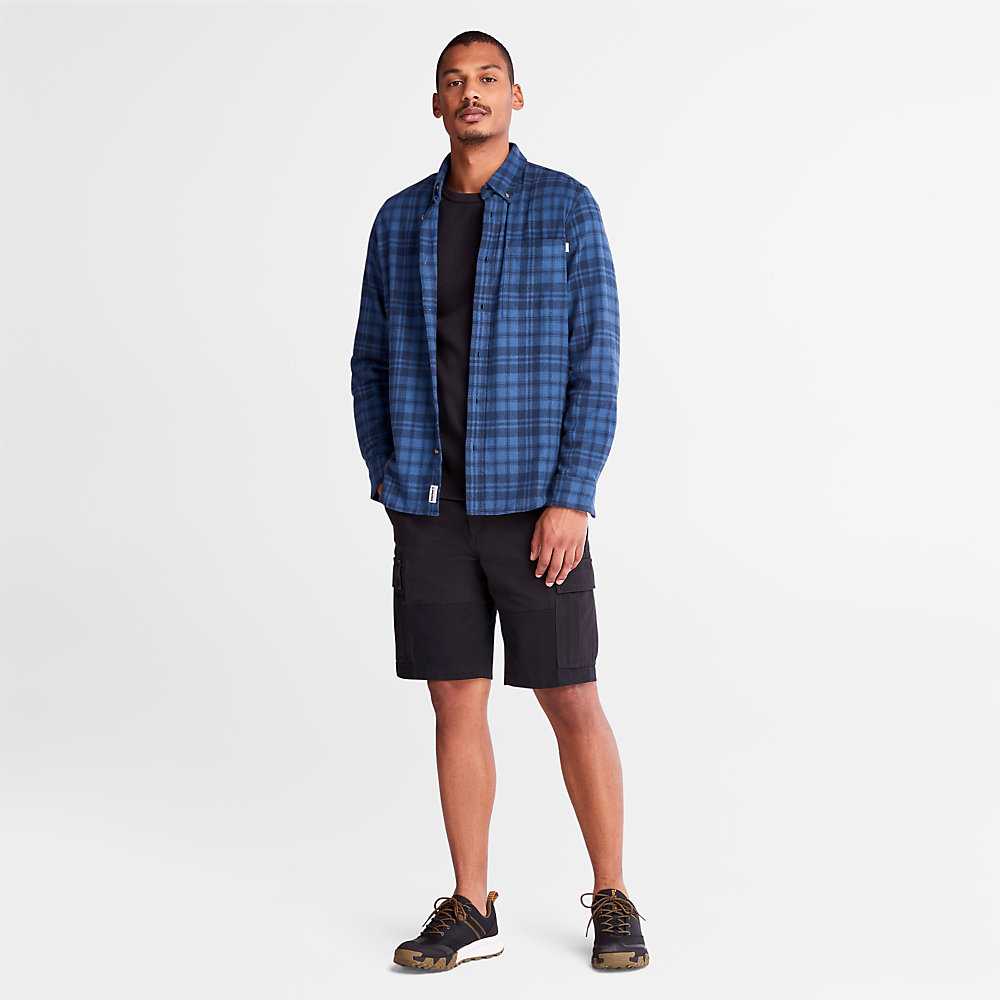 Dark Blue Men's Timberland Flannel Check Shirt | Israel-4391658