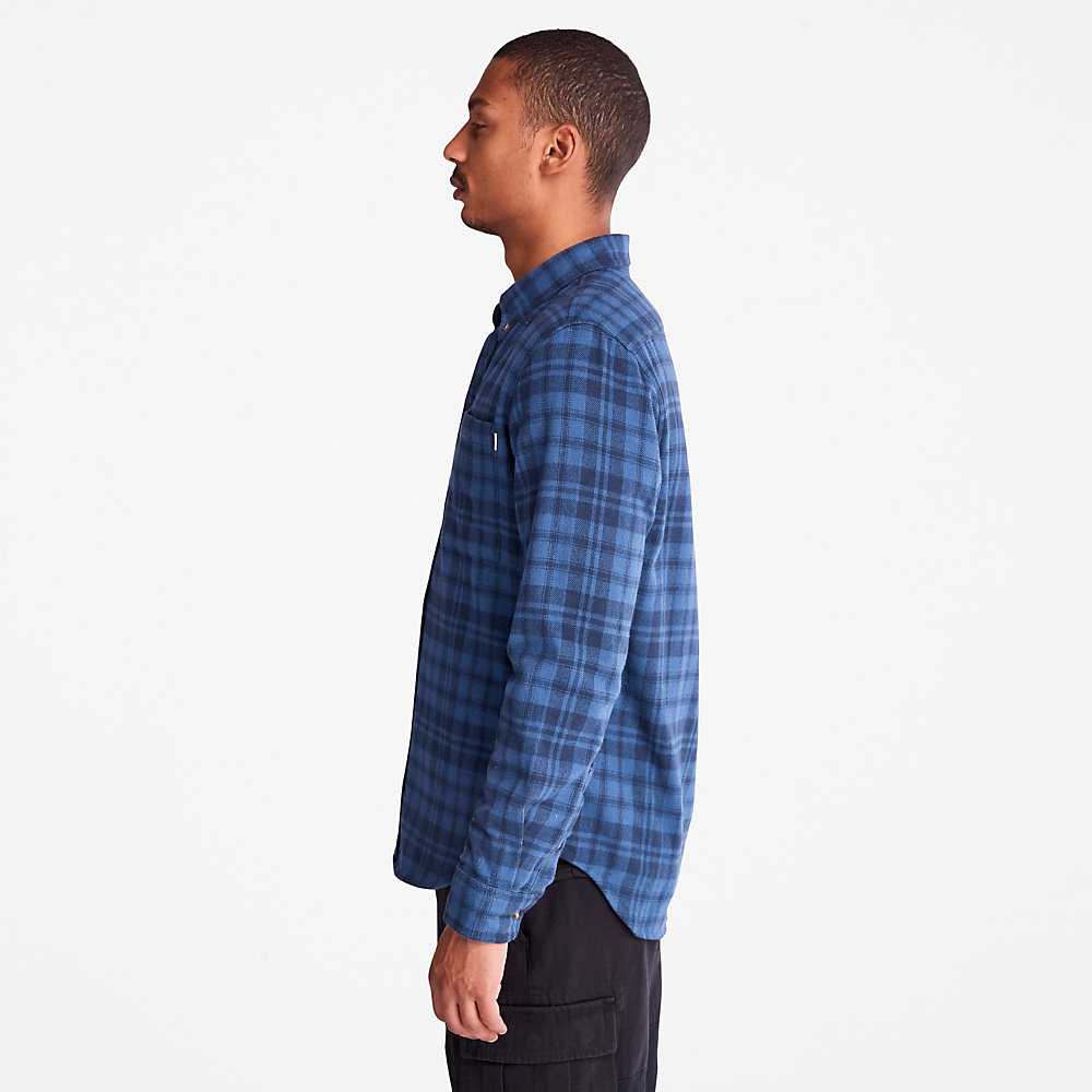 Dark Blue Men's Timberland Flannel Check Shirt | Israel-4391658