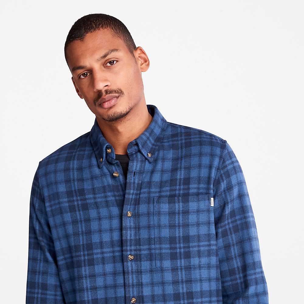 Dark Blue Men's Timberland Flannel Check Shirt | Israel-4391658