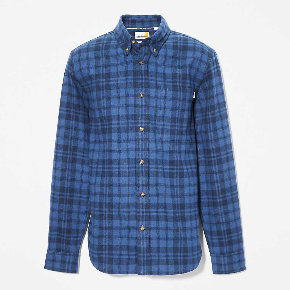 Dark Blue Men's Timberland Flannel Check Shirt | Israel-4391658