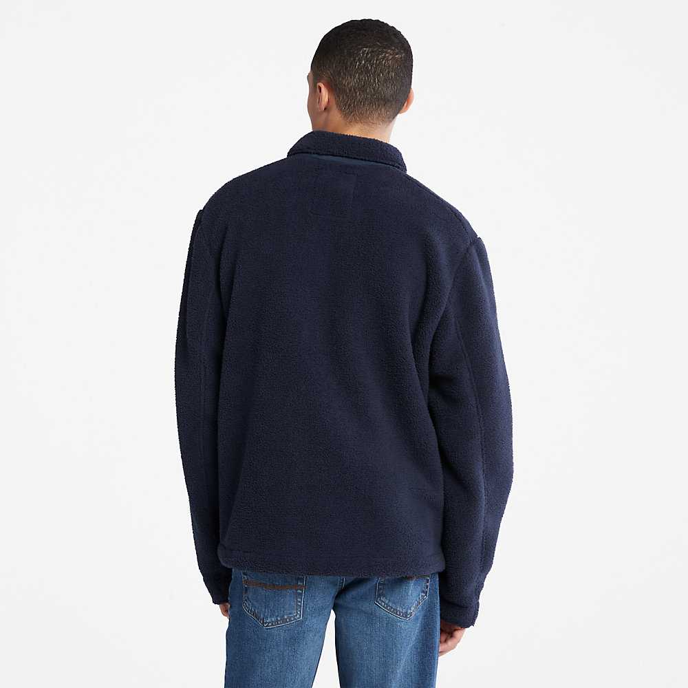 Dark Blue Men's Timberland Fleece Shirts | Israel-1806279