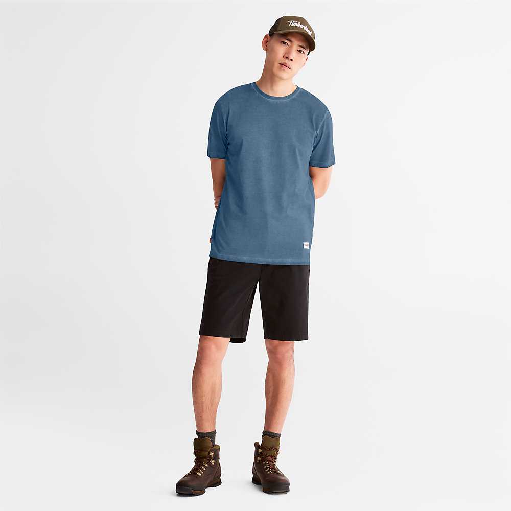 Dark Blue Men's Timberland Lamprey River T Shirts | Israel-1203985