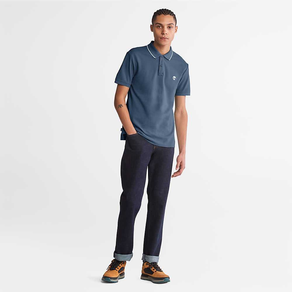 Dark Blue Men's Timberland Millers River Polo Shirts | Israel-0316587