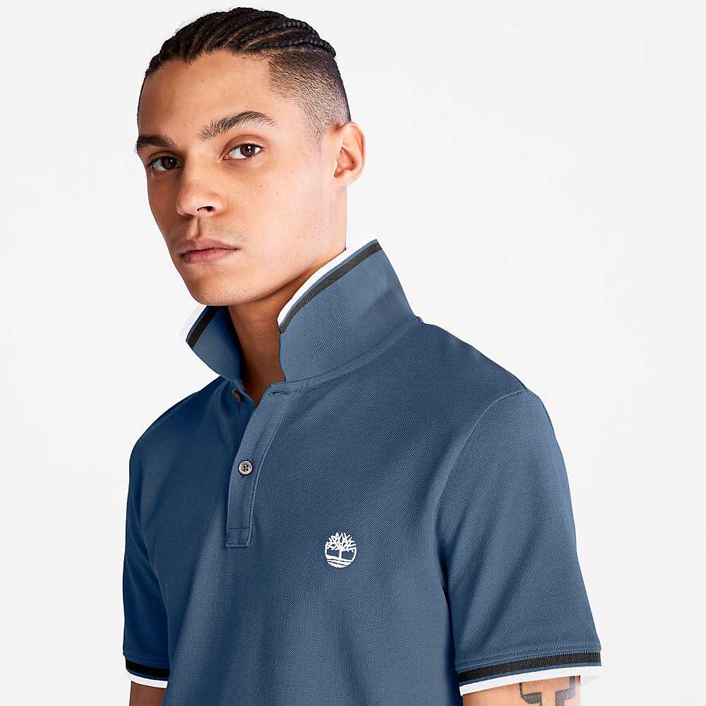 Dark Blue Men's Timberland Millers River Polo Shirts | Israel-0731568