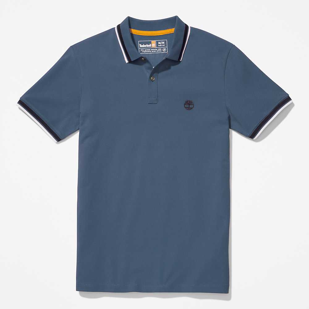 Dark Blue Men's Timberland Millers River Polo Shirts | Israel-0731568