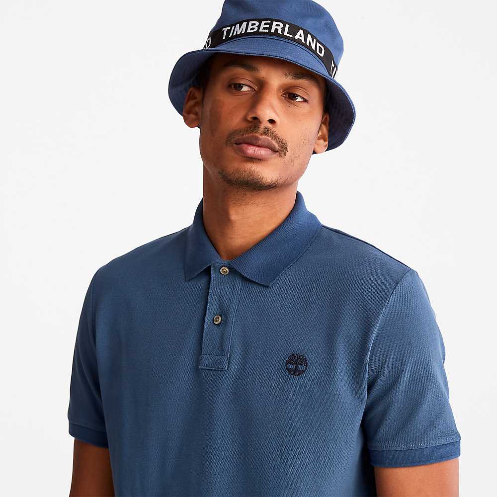 Dark Blue Men's Timberland Millers River Polo Shirts | Israel-0796425