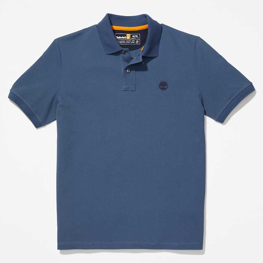 Dark Blue Men's Timberland Millers River Polo Shirts | Israel-0796425