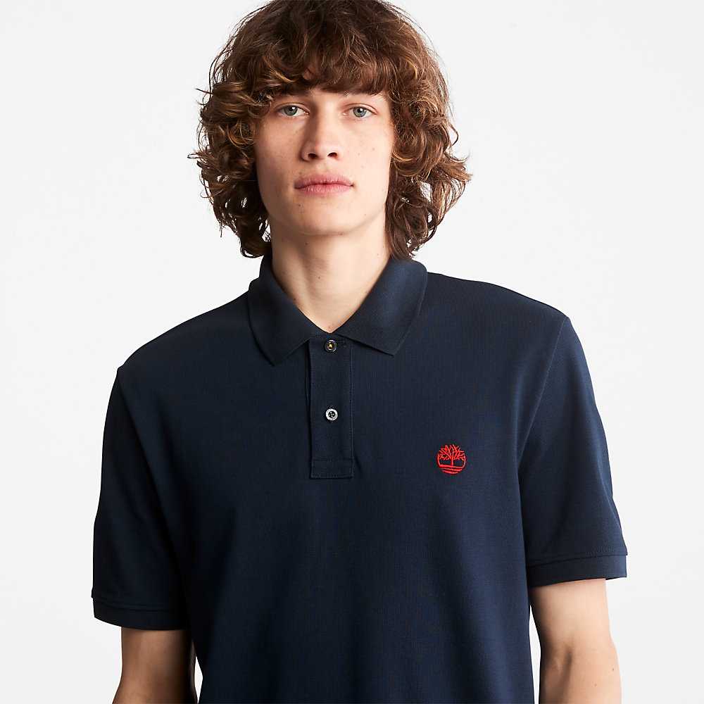 Dark Blue Men's Timberland Millers River Polo Shirts | Israel-3427180