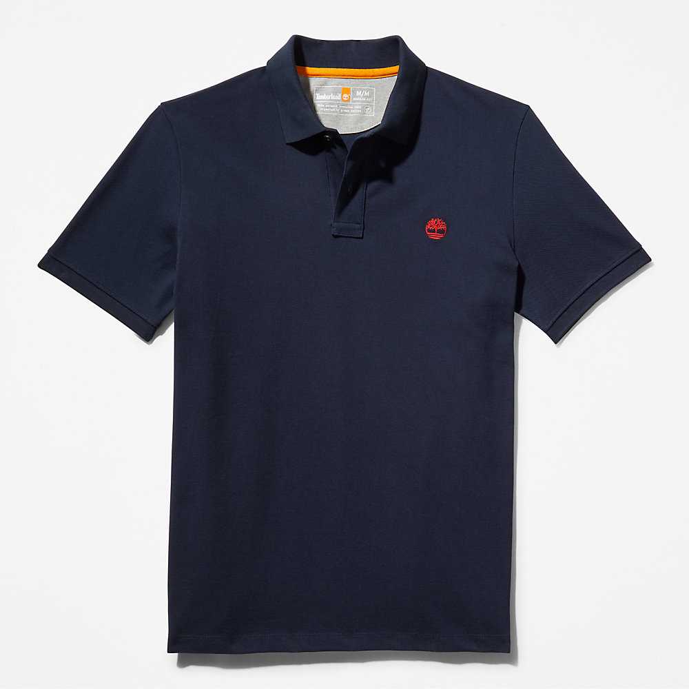 Dark Blue Men's Timberland Millers River Polo Shirts | Israel-3427180