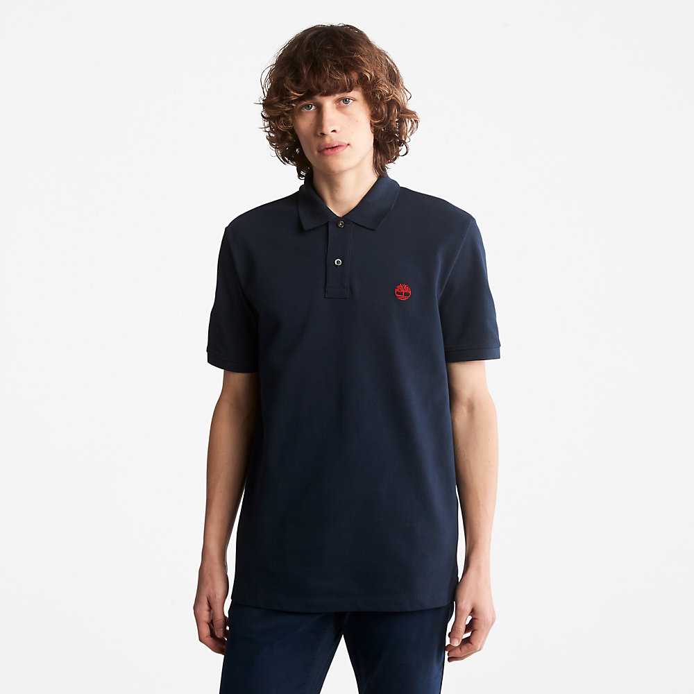 Dark Blue Men\'s Timberland Millers River Polo Shirts | Israel-3427180