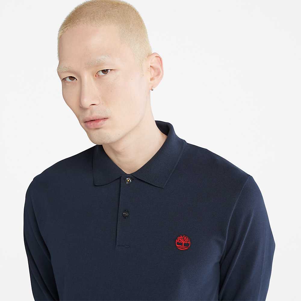 Dark Blue Men's Timberland Millers River Polo Shirts | Israel-7106589