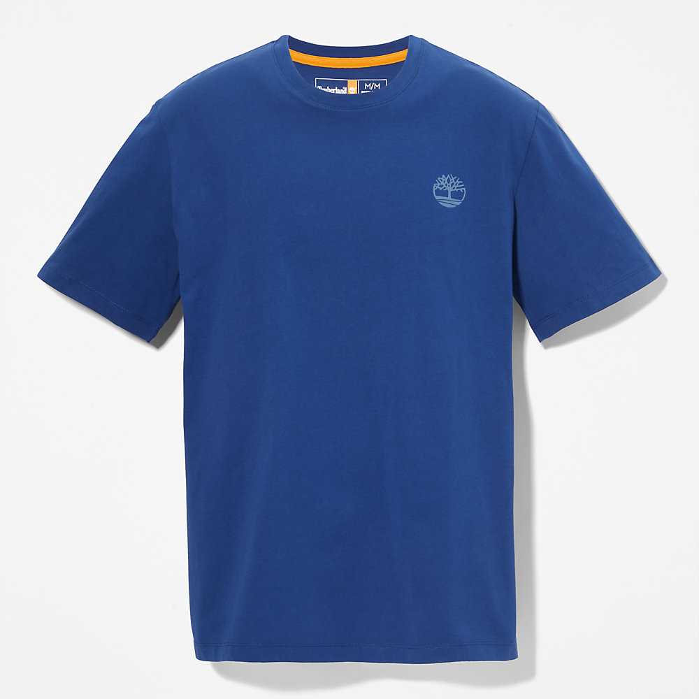 Dark Blue Men's Timberland Multi-logo T Shirts | Israel-4209615