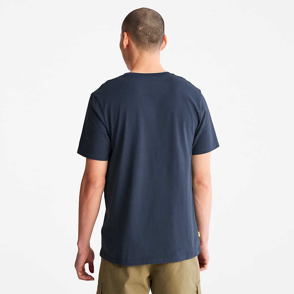 Dark Blue Men's Timberland Outdoor Heritage T Shirts | Israel-0952637