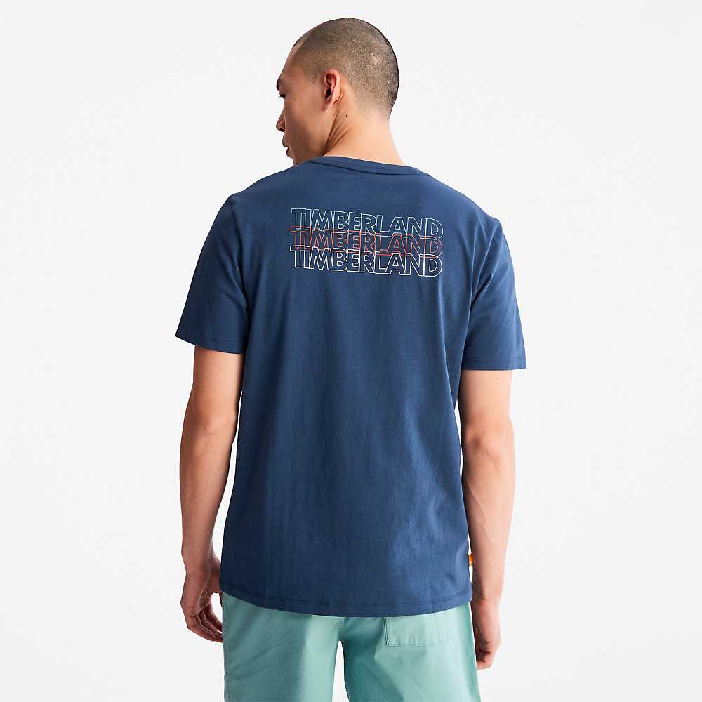 Dark Blue Men's Timberland Outdoor Heritage T Shirts | Israel-8702451