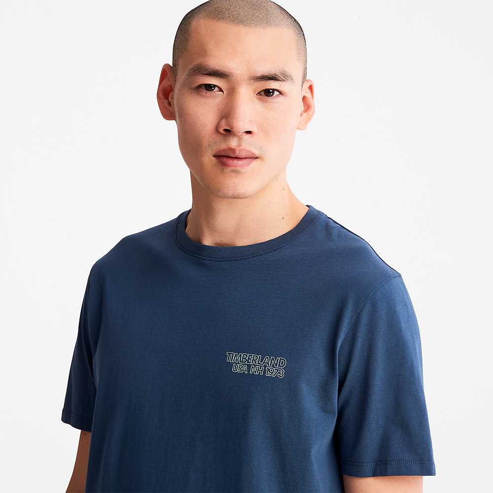 Dark Blue Men's Timberland Outdoor Heritage T Shirts | Israel-8702451