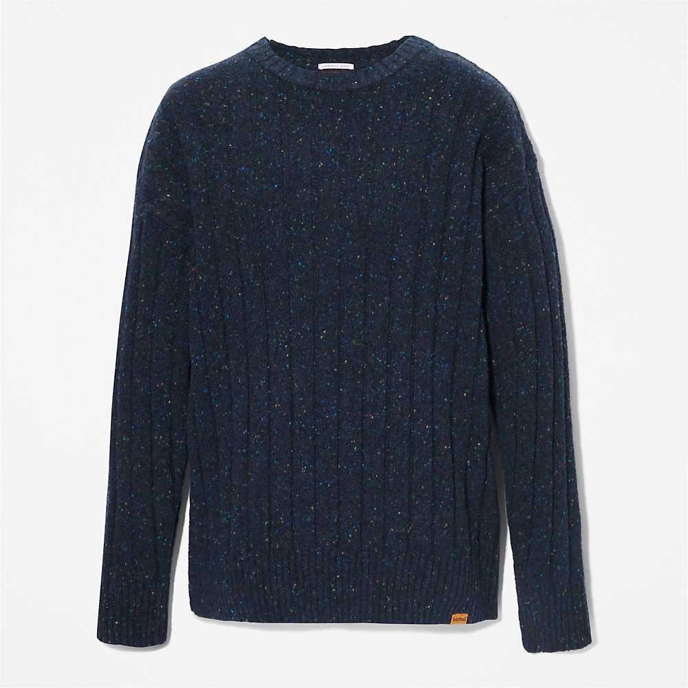 Dark Blue Men's Timberland Textured Sweatshirt | Israel-1794502