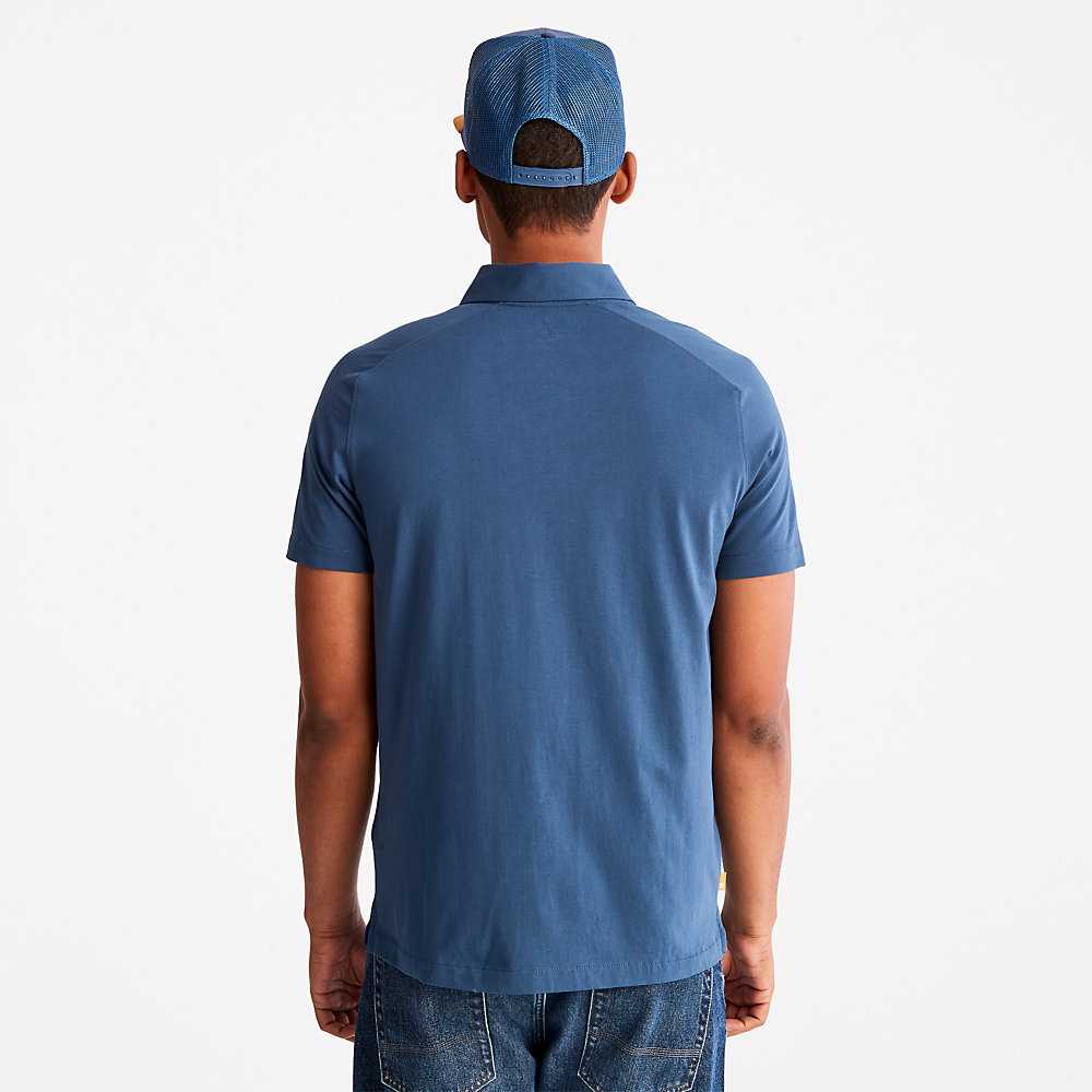 Dark Blue Men's Timberland TimberFresh™ Supima® Polo Shirts | Israel-3619584