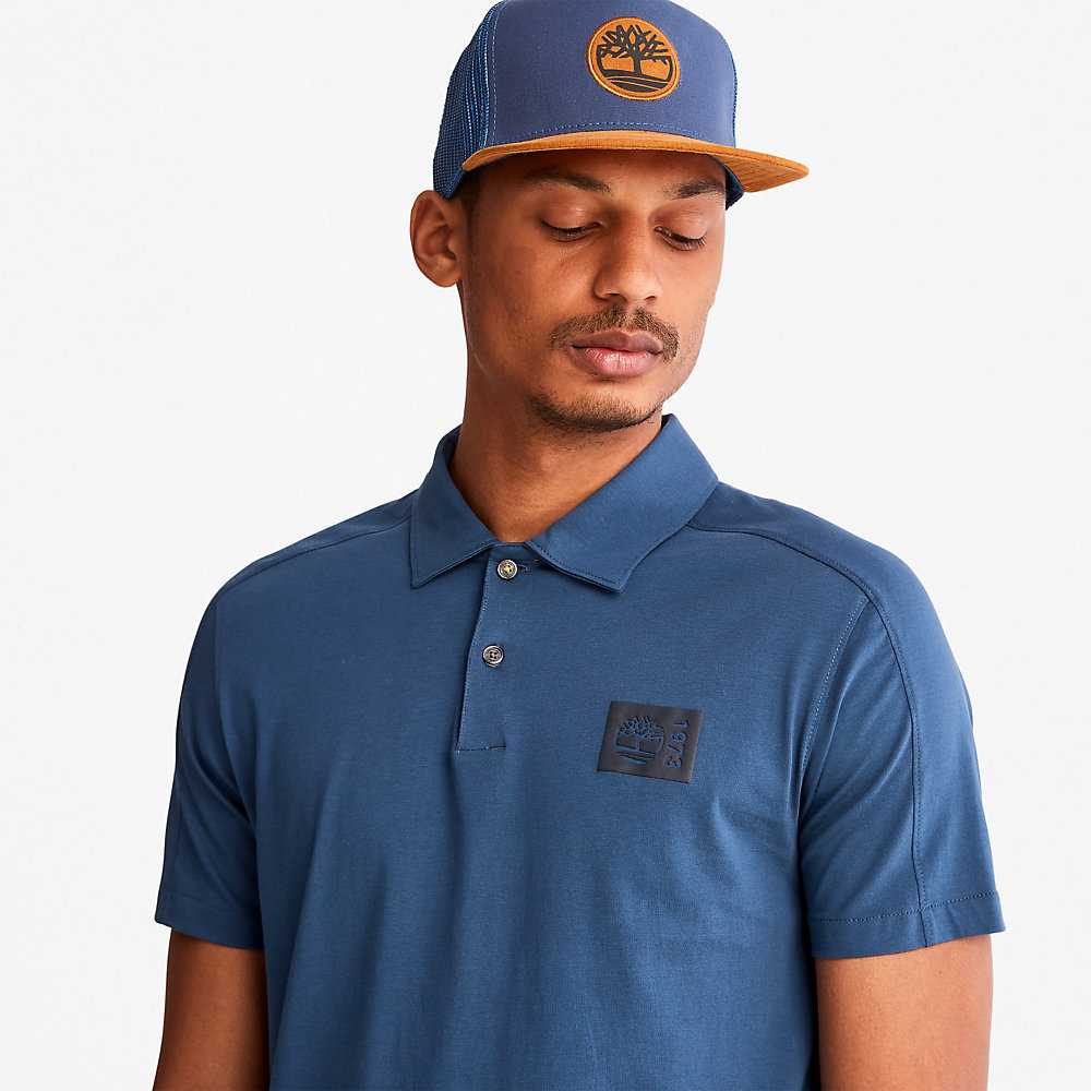 Dark Blue Men's Timberland TimberFresh™ Supima® Polo Shirts | Israel-3619584