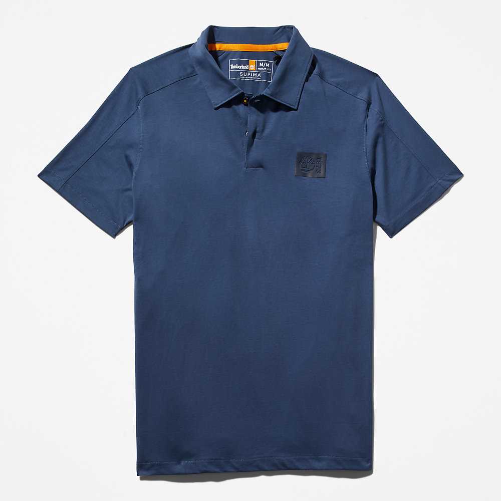 Dark Blue Men's Timberland TimberFresh™ Supima® Polo Shirts | Israel-3619584