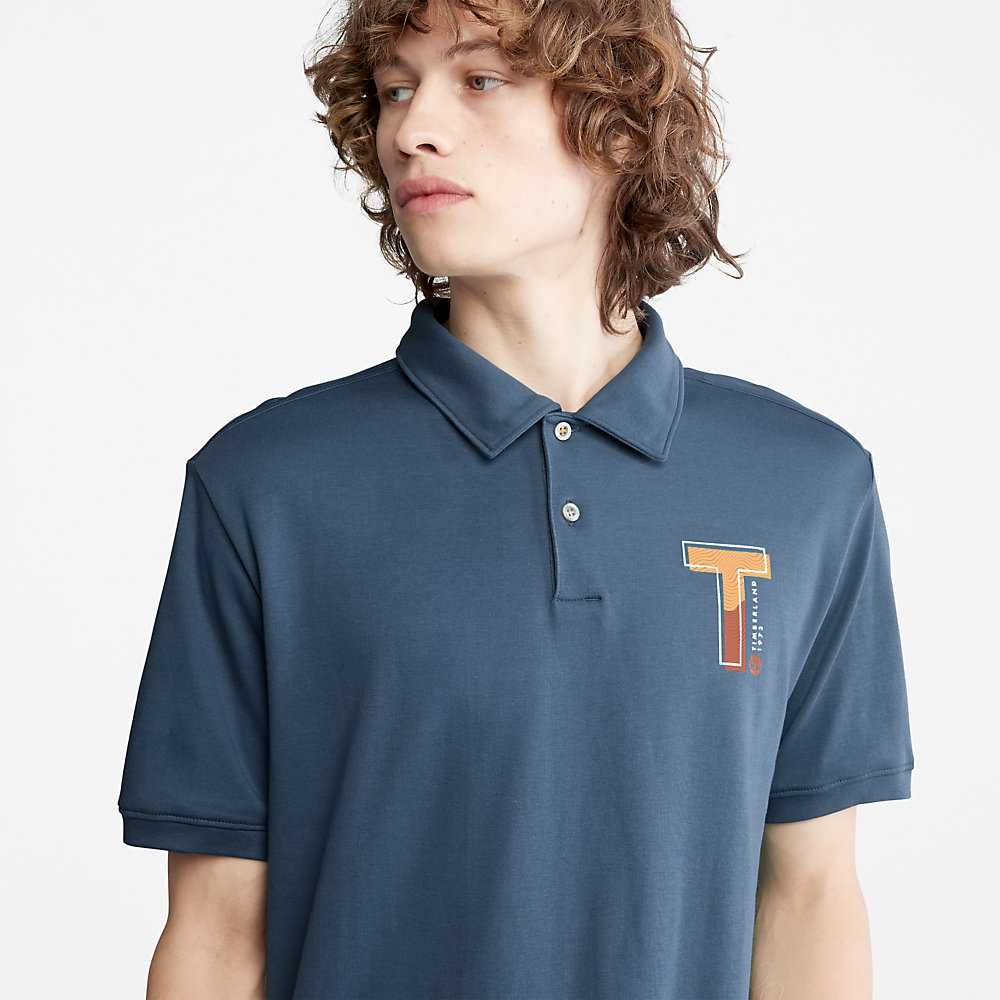 Dark Blue Men's Timberland TimberFresh™ Polo Shirts | Israel-5123980