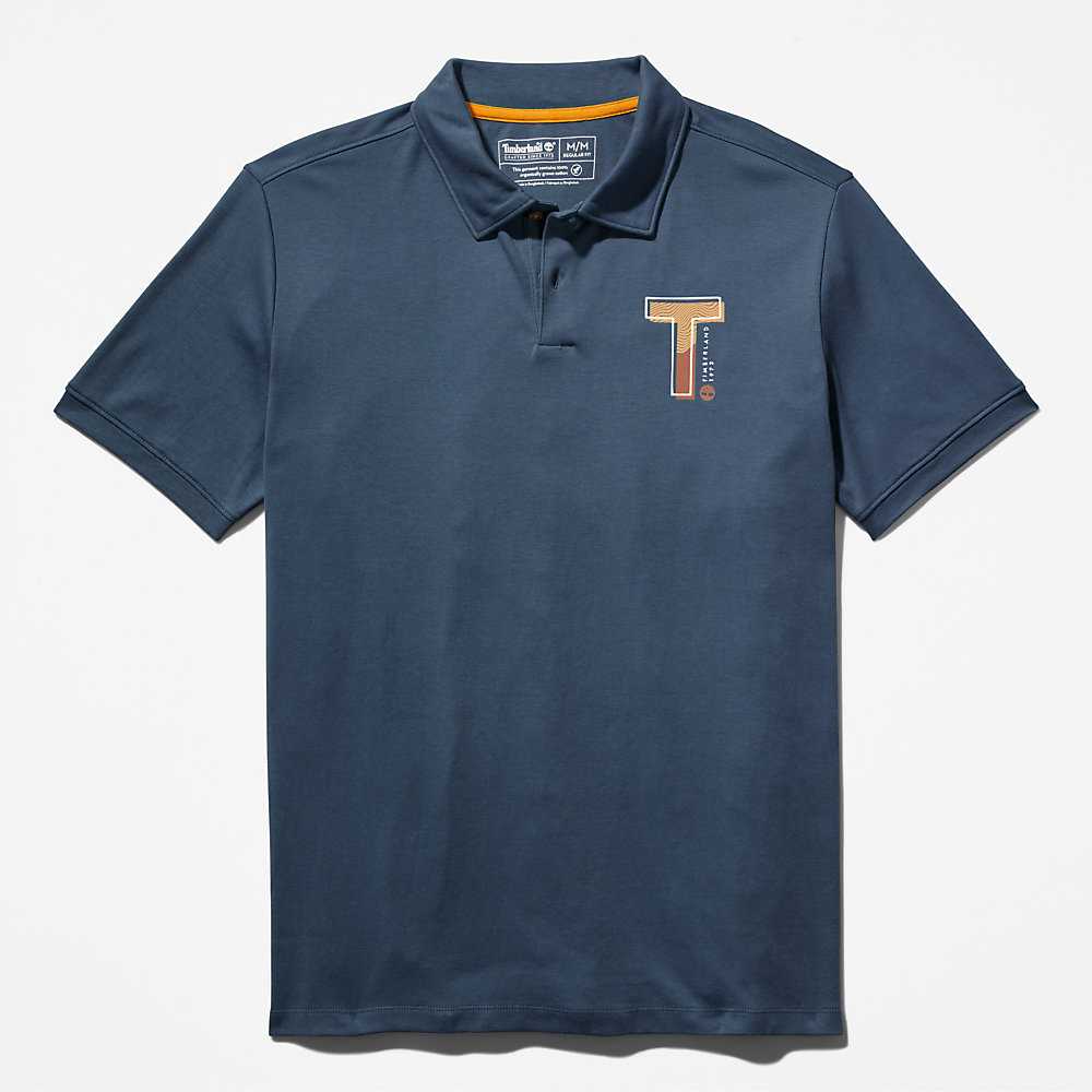 Dark Blue Men's Timberland TimberFresh™ Polo Shirts | Israel-5123980