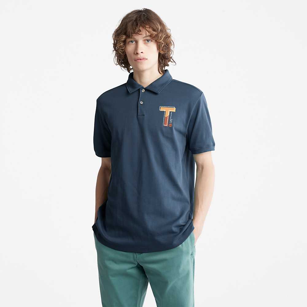 Dark Blue Men\'s Timberland TimberFresh™ Polo Shirts | Israel-5123980