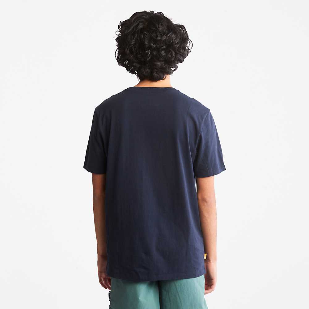 Dark Blue Men's Timberland Tree Logo T Shirts | Israel-7096132