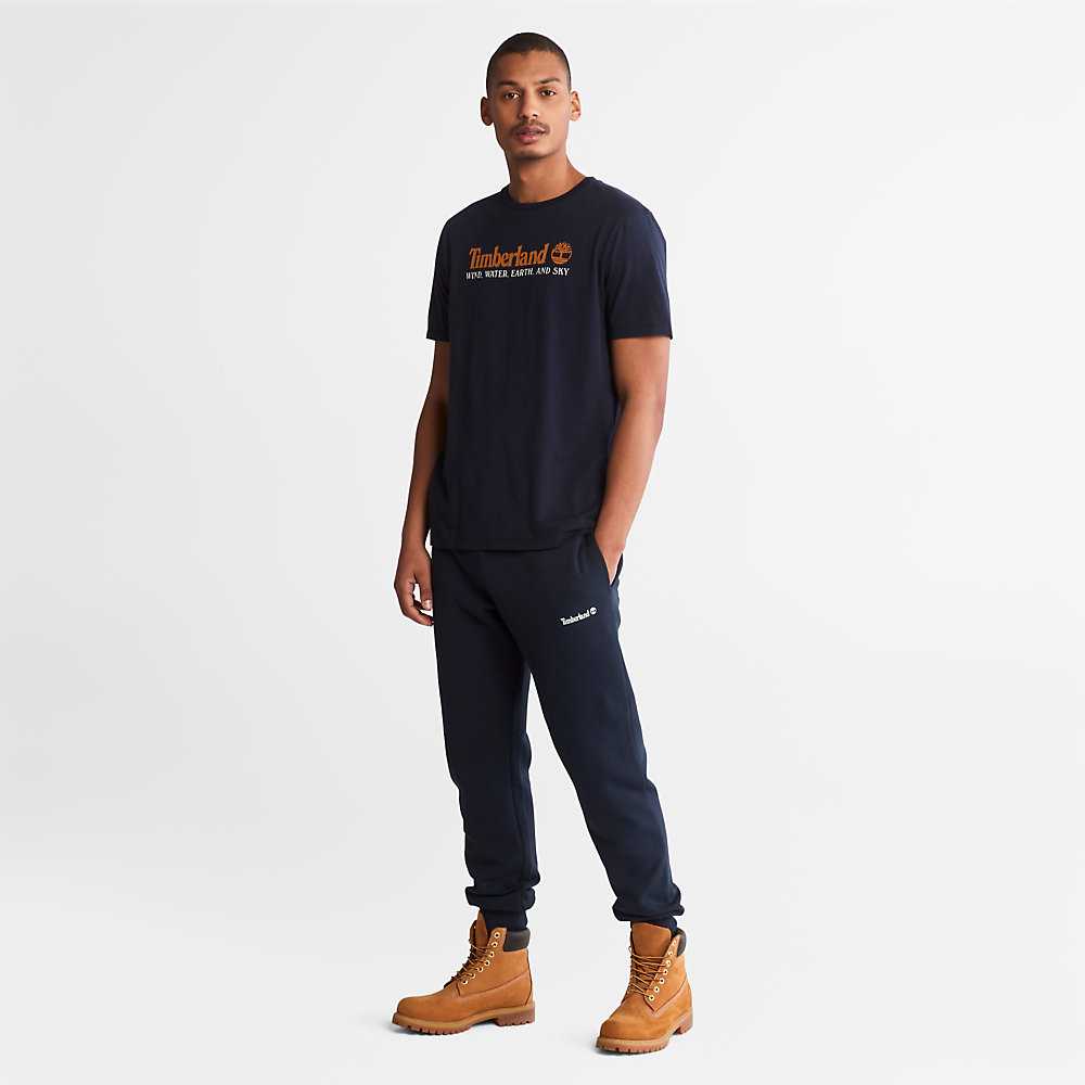 Dark Blue Men's Timberland Wind Water Earth And Sky T Shirts | Israel-4817925