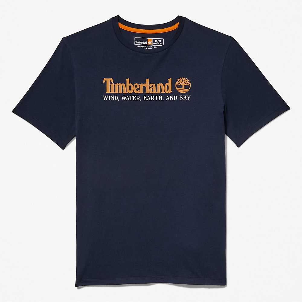 Dark Blue Men's Timberland Wind Water Earth And Sky T Shirts | Israel-4817925