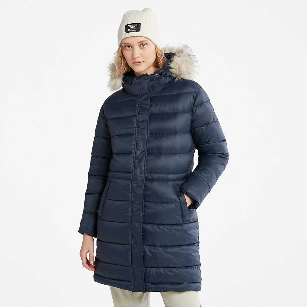 Dark Blue Women\'s Timberland Down-Free Parka Jackets | Israel-9270536