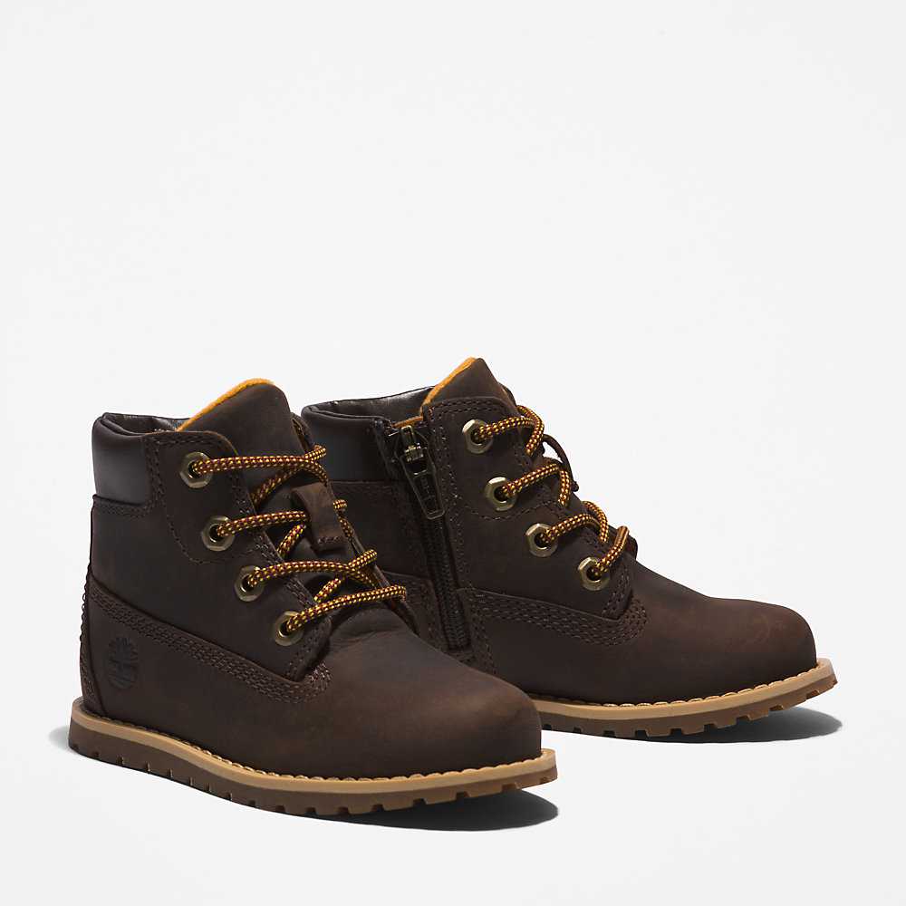 Dark Brown Kids' Timberland Pokey Pine Waterproof Boots | Israel-4219642