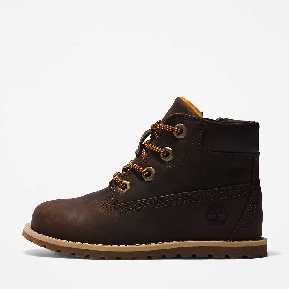 Dark Brown Kids' Timberland Pokey Pine Waterproof Boots | Israel-4219642