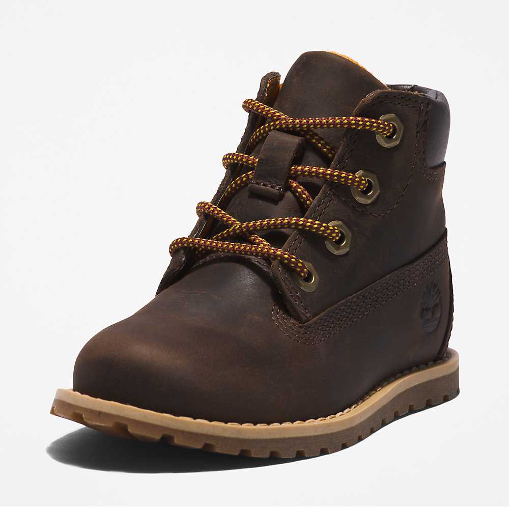 Dark Brown Kids' Timberland Pokey Pine Waterproof Boots | Israel-4219642