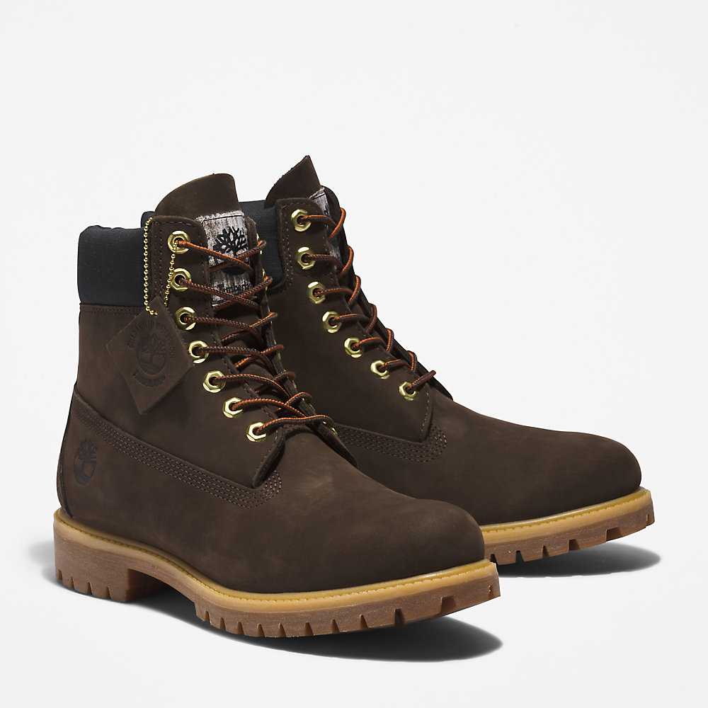 Dark Brown Men's Timberland Premium® 6 Inch Waterproof Boots | Israel-9083576