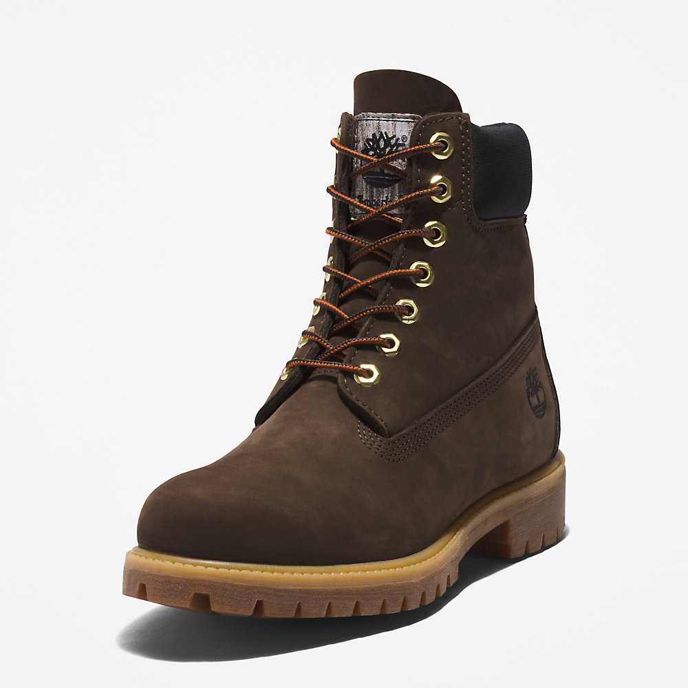 Dark Brown Men's Timberland Premium® 6 Inch Waterproof Boots | Israel-9083576