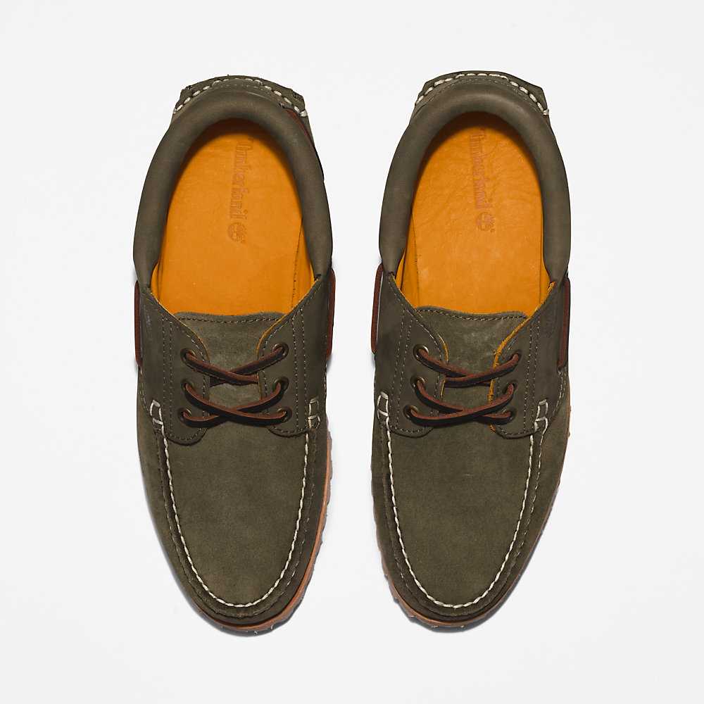 Dark Green Men's Timberland 3-Eye Lug Boat Shoes | Israel-4569271