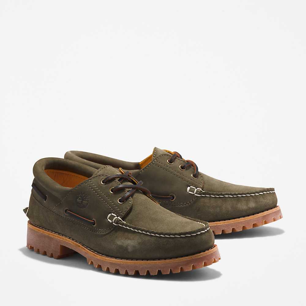 Dark Green Men's Timberland 3-Eye Lug Boat Shoes | Israel-4569271