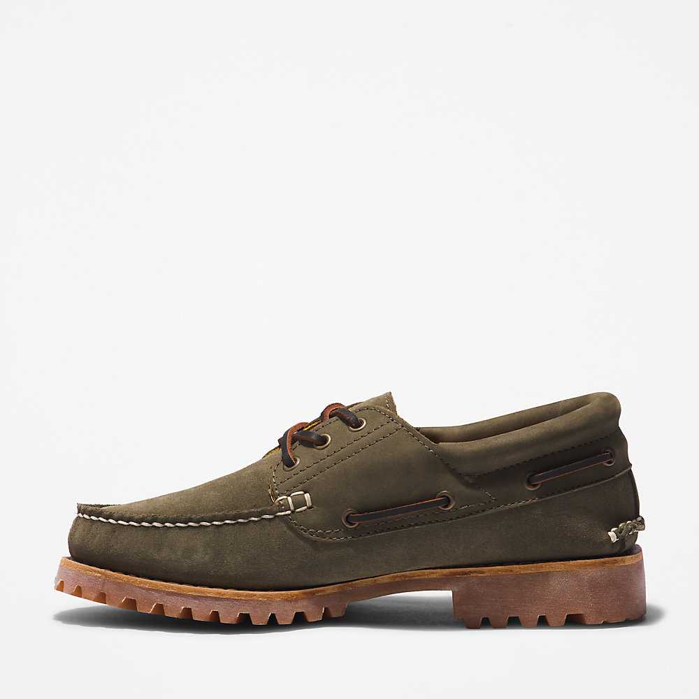 Dark Green Men's Timberland 3-Eye Lug Boat Shoes | Israel-4569271