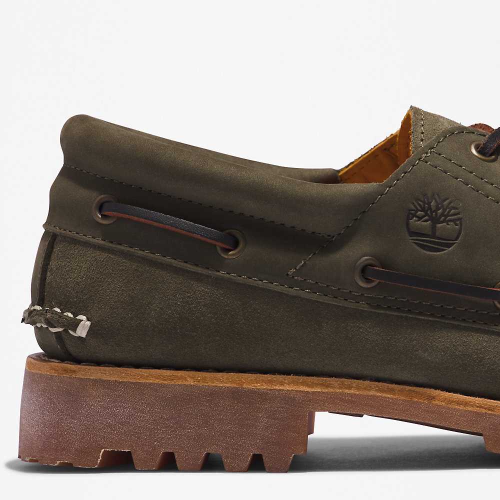 Dark Green Men's Timberland 3-Eye Lug Boat Shoes | Israel-4569271