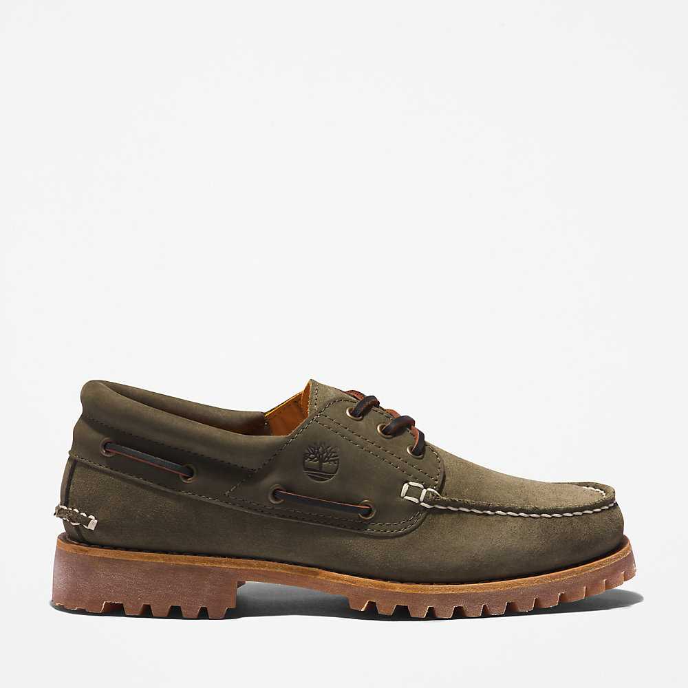 Dark Green Men\'s Timberland 3-Eye Lug Boat Shoes | Israel-4569271