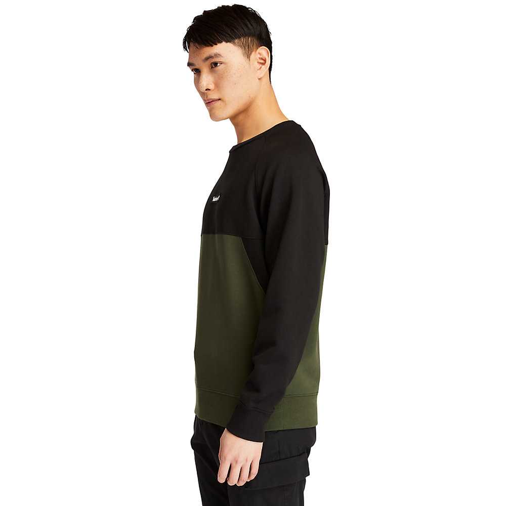 Dark Green Men's Timberland Cut-and-Sew Sweatshirt | Israel-9234586