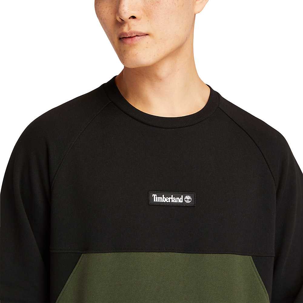 Dark Green Men's Timberland Cut-and-Sew Sweatshirt | Israel-9234586