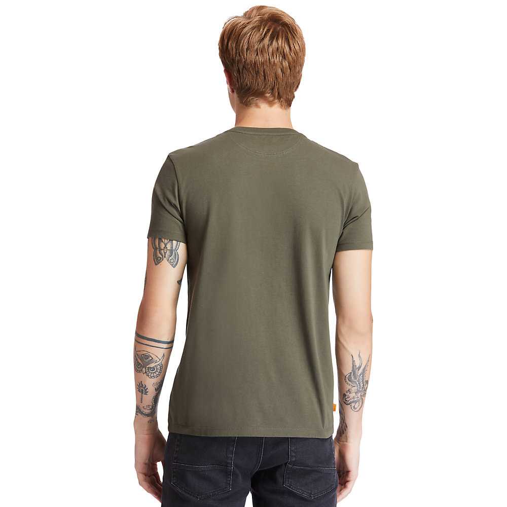 Dark Green Men's Timberland Dunstan River T Shirts | Israel-0658479